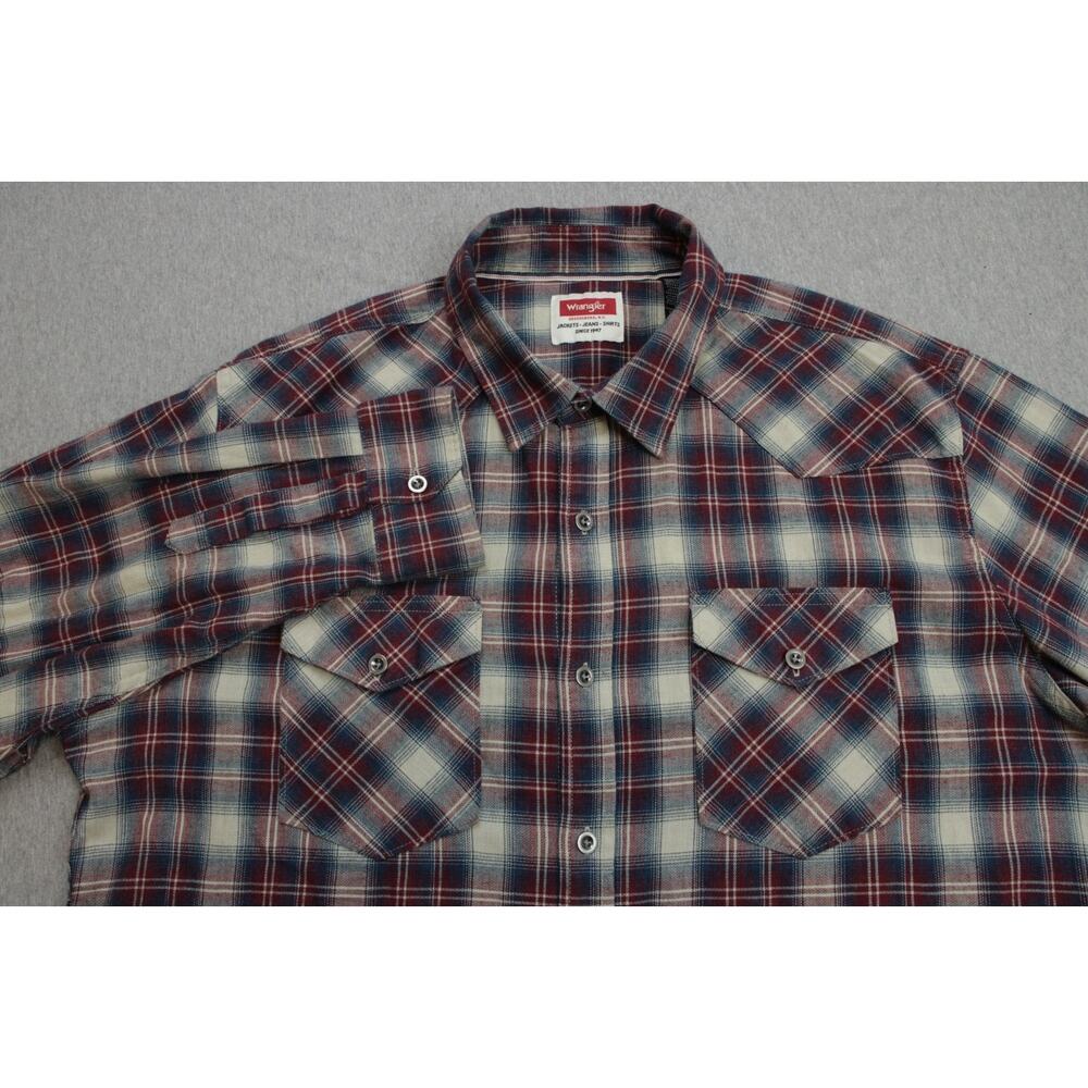 Wrangler Shirt Mens XL Plaid Western Cotton Blend Long Sleeve